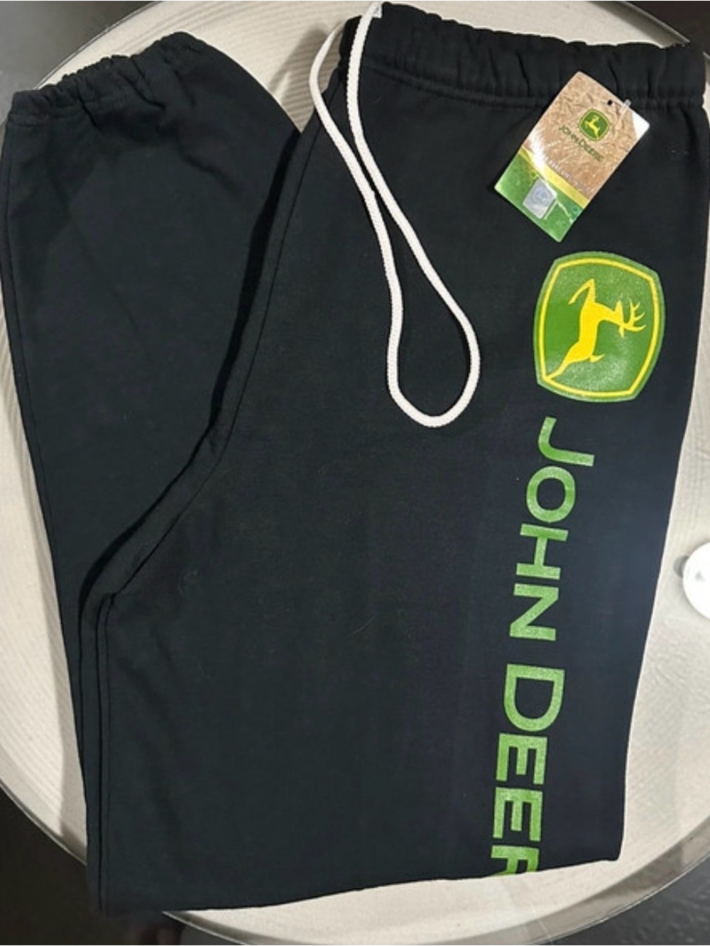 Jerzees Black Sweatpants with Green John Deere Logo